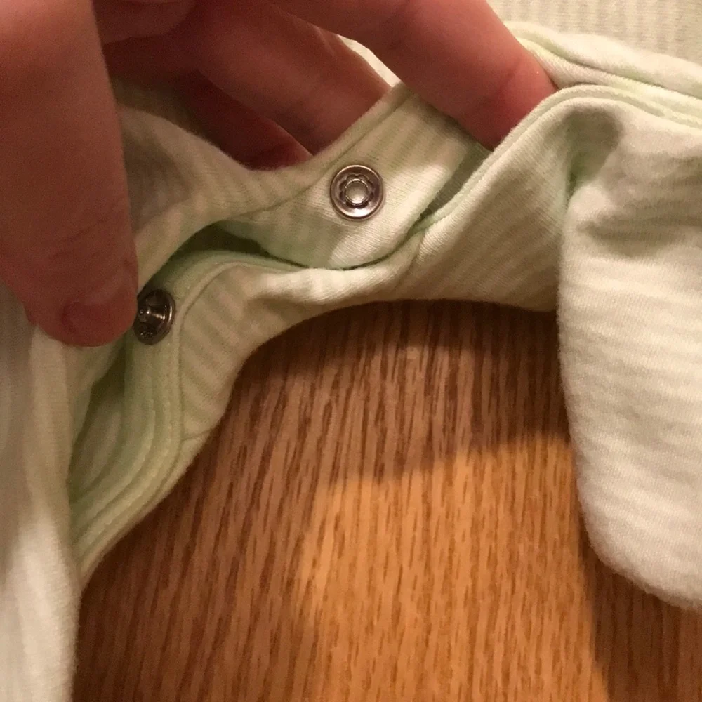 Ralph Lauren vintage 3 mos infant pinstriped button romper green white logo
